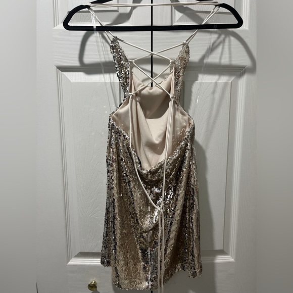 OOTDFash Gold Cream Sequin Mini Dress - Picture 4 of 7